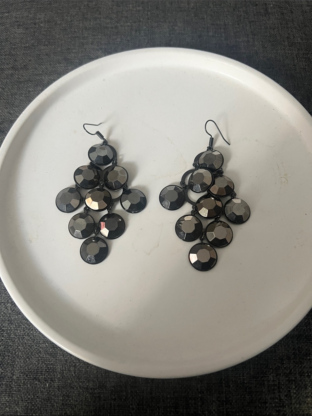 Gunmetal Faceted Drop Earrings - Elegant Women Jewelry